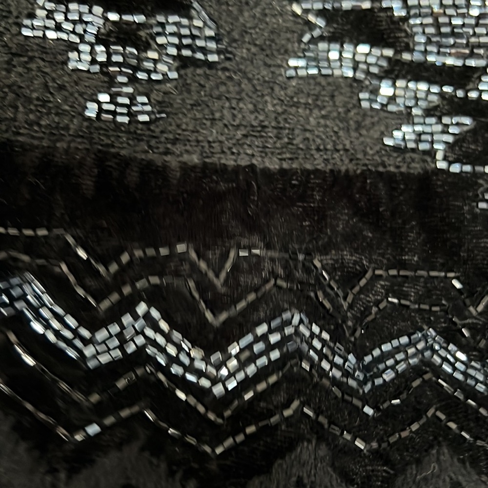 ALICE + OLIVIA Black Blue Beaded Jacquard Southwest Velvet Clyde Shift - Picture 6 of 10